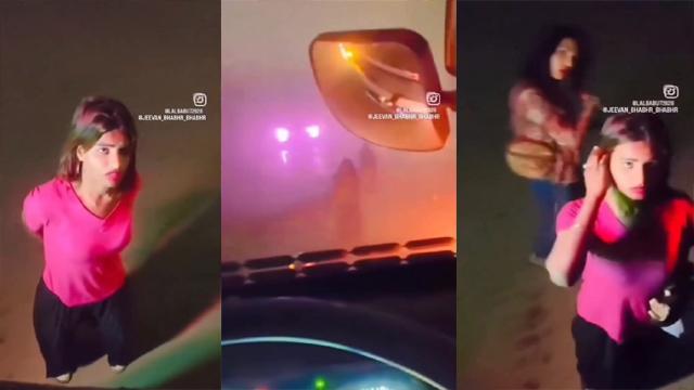 Indian hot girl pussy showing her truck driver on the road